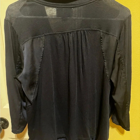 Anthropologie Saturday Sunday Navy Blue Button Up Blouse Tie Front Sz Small - Picture 10 of 14